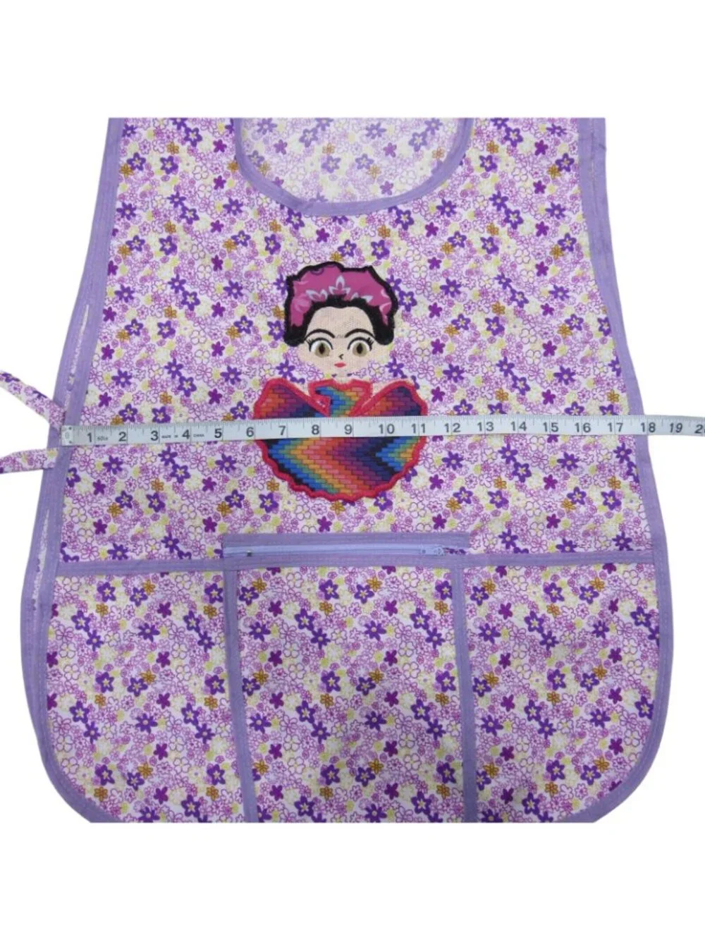 Craft Apron Mexican Artisan Little Frida Embroidered -One Size-Zippered pocket